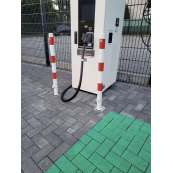 Barrier posts | Steel tube  76 x 2,6 mm | stationary, for casting in concrete | hot-dip galvonized / white coated | hot-dip galvanized and white coated withthree red reflecting stripes | without eyelet